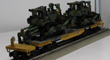 MTH Premier 20-98378 U.S. Army 47' TTX Heavy Duty Flat Car w/(2) Military Tractors O SCALE Like New Damaged Box