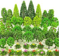 Tazimi 60 Pieces Model Trees 1.36-6 inch Mixed Model Tree Train Scenery Landscape Natural Green O Scale