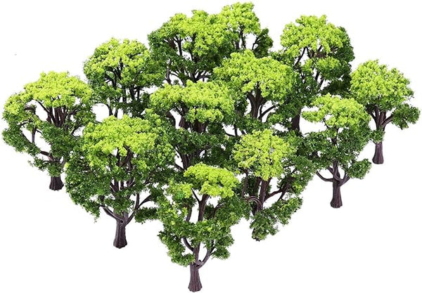 WINOMO 12pcs Mini: Plastic Model Trees Scenery, Scale 1:50 (Green) O Scale
