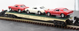 K-Line k691-1051 BNSF Scale Flat w/3 die cast 67 Chevy Camaros O SCALE Used Excellent