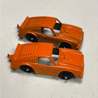 Tootsie Toys Orange Mustangs Set of 2 Metal Cars HO SCALE