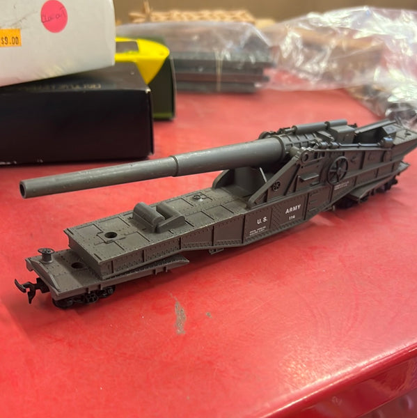 US Army cannon car Used BROKEN As Is HO SCALE