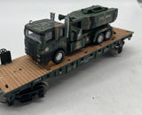 Menards 279-3964  US ARMY MILITARY FLATCAR W/ARMY TRUCK & HIMARS O SCALE Used Excellent