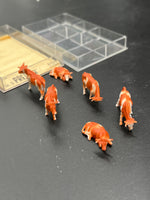 Preiser 4155 Set of 6 Reddish Brown Cows  Figures HO SCALE Like New