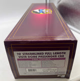 MTH Premier 20-67199 Santa Fe Premier 70' Streamlined Full Length Vista Dome Passenger Car Ribbed Sided O SCALE NEW