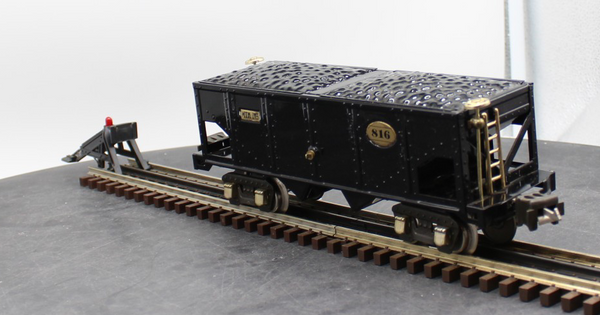 MTH Tinplate 10-1042  hopper car black with brass trim O SCALE Like New