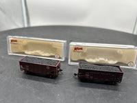 Atlas set of 2 Hoppers misc freight cars -- Western Maryland lehigh valley weathered N SCALE WEATHERED AS IS Used Excellent