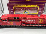 MTH 20-21161-1, 20-92237 Canadian Pacific CP Holiday Train Diesel Engine w/Proto-Sound 3.0 and 4-Car Set 50' Dbl. Door Plugged Boxcar (Set of 1 engine, 4 cars) Lighted O Scale Limited Edition Like New