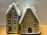 WH02 Set of Two Sealed Wood Christmas Houses 3-4.5 in tall   #2 NEW