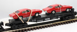 MTH 30-7639 Flat Car w/2 1968 Pontiac GTOs O SCALE Used No Box