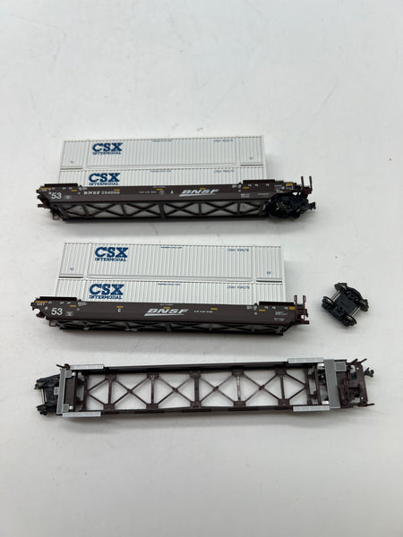 Kato 106-6167 BNSF CSX Gunderson Maxi IV Double stack car (missing load 1 car) N SCALE Used Damaged Box