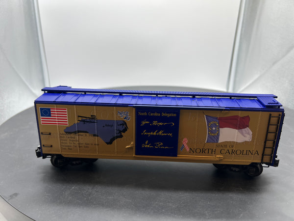 K-Line k761-7612 Spirit of '76 NORTH CAROLINA STATE Boxcar - O SCALE Like New