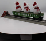 MTH Railking 30-72211 Christmas Gondola Car w/LED Christmas Lights & Lighted Snowmen GREEN O SCALE Used Excellent