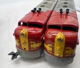 Marx Vintage Postwar Santa Fe Train Set -- 1095 AA, 2 x 3152 Passenger Cars, 3197 Observation car O SCALE Used No Box as is final sale