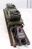 MTSI USAX-39163 Flat Car w/2 Amphibious ARMY Vehicles O SCALE Like New Damaged Box