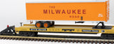 MTH Premier 20-98129 Milwaukee Road Flat Car w/ 40' Trailer O SCALE Like New
