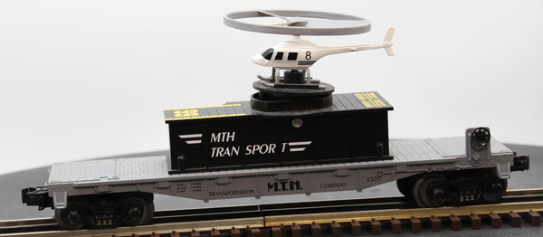 MTH Railking 30-7658 MTH Transport Flat Car w/Operating Helicopter O SCALE Used Excellent