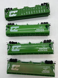 HO Scale HO2507 Set of 4 Burlington Northern BN Hoppers Assorted Some Weathered As Is Kadee Couplers Used Excellent No Box