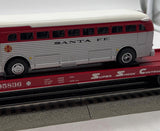 MTH Premier  20-98832 Santa Fe ATSF Flat Car w/Die-Cast Santa Fe "Flagstaff" Bus O SCALE Like New