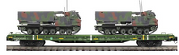 MTH Premier 20-92279C U.S. Army 60' Flat Car w/(2) M270 Rocket Launcher Vehicles (Forest) #40215 O SCALE NEW