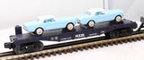 MTH 30-7617 MTH Auto Transport Flat Car with 2 Ertl '64 Mustangs RailKing O Scale Used