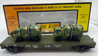 MTH Railking 30-76042 Army Flat Car w/ Cargo TrucksO SCALE Like New