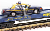 MTH 20-98548 Flat Car with 2 West Virginia State Police Cars Scale O SCALE Used No Box