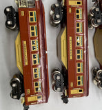 MTH MT-1025 Tinplate 600 Series Terra Cotta 4-Car Passenger Set  O SCALE Like New Damaged Box