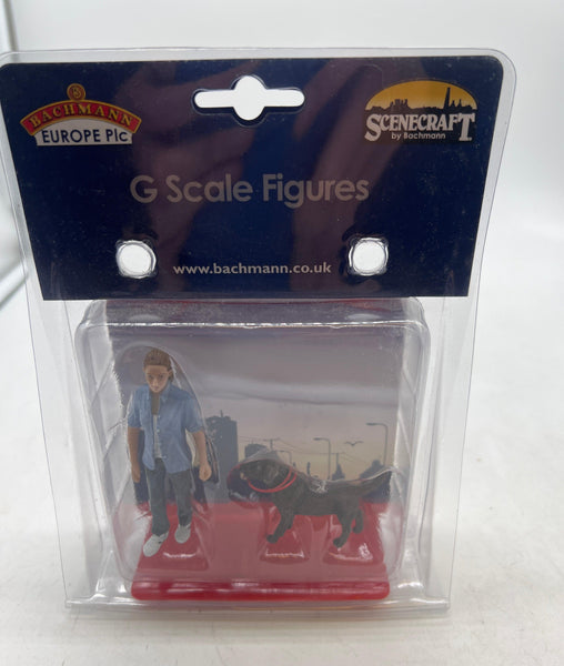 Bachmann 22-180 Dog Walker --Woman & Dog Figures G SCALE NEW