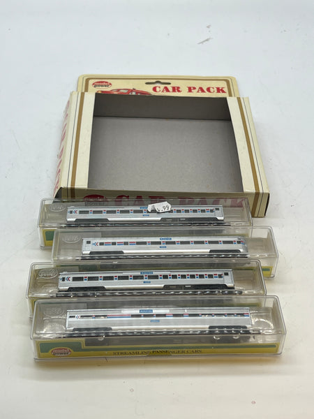 Model Power 3033-4 Amtrak Streamline Passenger Cars 4 Pack N SCALE NEW Damaged Box