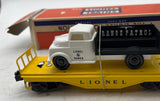 Lionel Postwar 6151 Range Patrol Truck on Flat Car YELLOW O SCALE Used Excellent Damaged Box limited