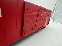 Atlas 7530 ACF 60' S.D. BURLINGTON DECORATED AUTO PARTS BOX CAR 2 rail O SCALE WEATHERED / CUSTOM decorated AS IS Used Damaged Box
