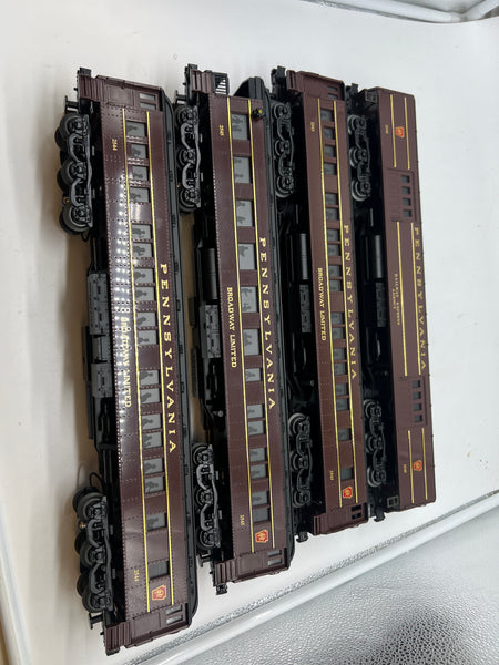 Williams 4 Car Pennsylvania Railroad PRR Broadway Limited Passenger Car set O SCALE Used Excellent
