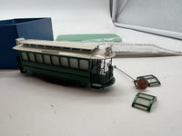 New Jersey Custom Brass NJCB  TO-404 Metropolitan Street Railway Single Truck Trolley closed trolley painted green./ white HO SCALE Like New
