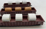3PRRCLFC SET OF 3 PENNSYLVANIA RAILROAD PRR  & MICHIGAN CENTRAL GONDOLAS WITH CUSTOM LOADS (latch couplers, 1 car missing coupler) as is HO SCALE Used WRONG BOX