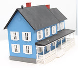 MTH Railking 30-9008 Blue 4 Country House new color ABS interior lighting fully assembled O SCALE Like New