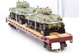 MTH Premier 20-98639 Santa Fe Flat Car w(2) Sherman Tanks O SCALE Like New Damaged Box
