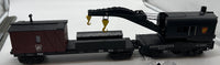 MTH 30-79323, 30-79152 Pennsylvania PRR Crane Car and Crane Tender Car (Set of 2) O Scale Like New