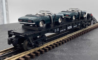 MTH Railking 30-7670 MTH Transport Flat Car w'67 Camaros O SCALE NEW
