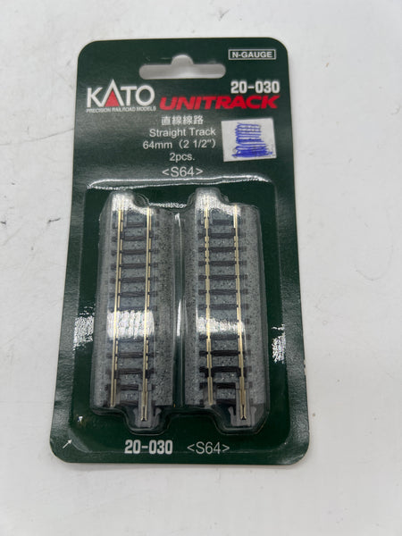 Kato 20-030 Unitrack  Straight Track 2 1/2" 64mm 2 pcs N SCALE NEW
