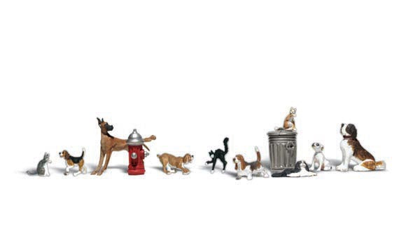 Woodland Scenics WDS A2725 WDS2725 Dogs and Cats - O Scale NEW
