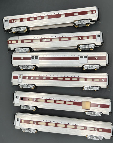 HO Scale Bargain Car Pack 5: Set of 6 Pennsylvania Railroad Aluminum Body Passenger Cars HO SCALE