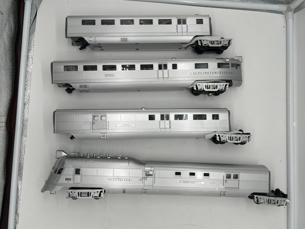 MTH Premier 20-2250-1 Burlington Pioneer Zephyr Diesel Passenger set  w/ ProtoSound 2 and BCR Installed LIMITED O SCALE NEW