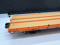 MTH Premier 20-95147 Norfolk Southern 60' Flat Car w/(4) ScaleTrax 10" Straights No. 992229 O SCALE Used Excellent as is