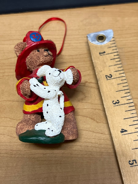 Teddy Bear Firefighter ornament Used Excellent No Box