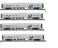 ATLAS 3007086 AMFLEET 4 CAR SET PREMIER 3 RAIL PHASE V 50H ANNIVERSARY 82204 82227 82286 85122 O SCALE NEW