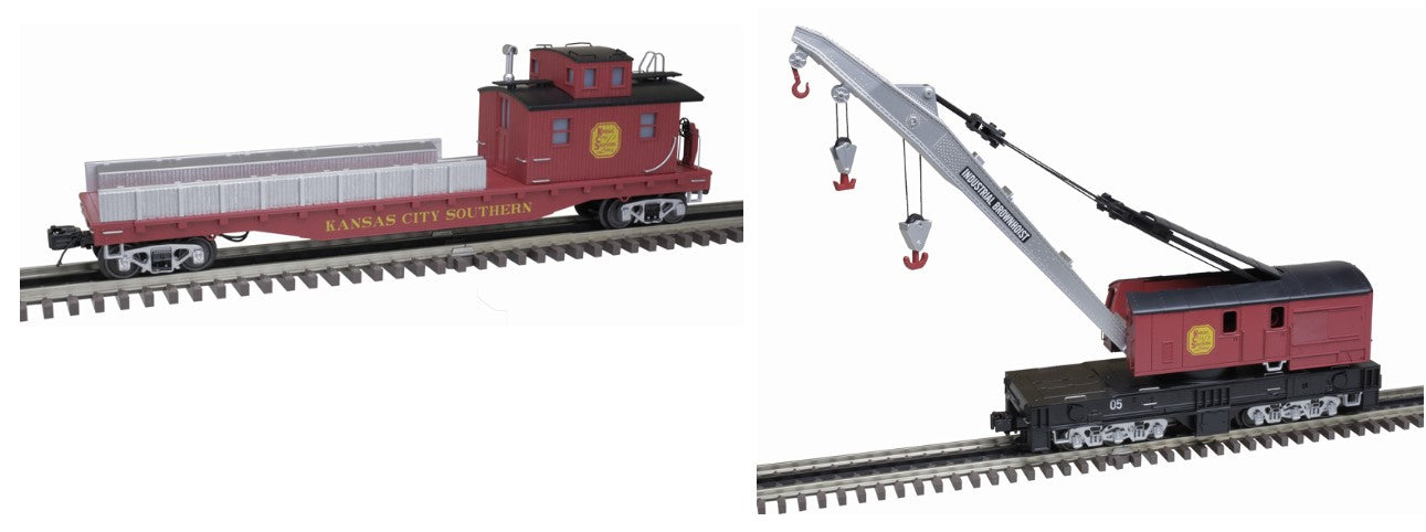 Atlas 3001238, 3001244 Kansas City Southern Premier Crane Car and Tend