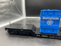 K-Line k692-1531 Westinghouse Diecast Depressed Center Flat Car w/transformer O SCALE Like New Damaged Box