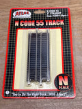 Atlas ATL2004 Code 55 Track 3" Straight (6 pieces) w/ Brown Ties, Nickel SIlver Rail N SCALE NEW