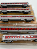 Minitrix Set of 5 Santa Fe ATSF Passenger cars silver/ red N SCALE Used Excellent Damaged Box